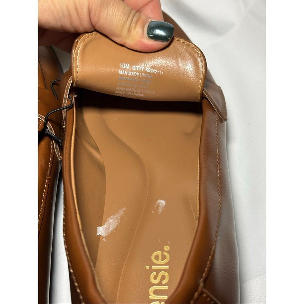 Kensie Penny Loafer Gitty Slip-on Driver Shoes Faux Smooth Leather Cognac - Picture 8 of 11